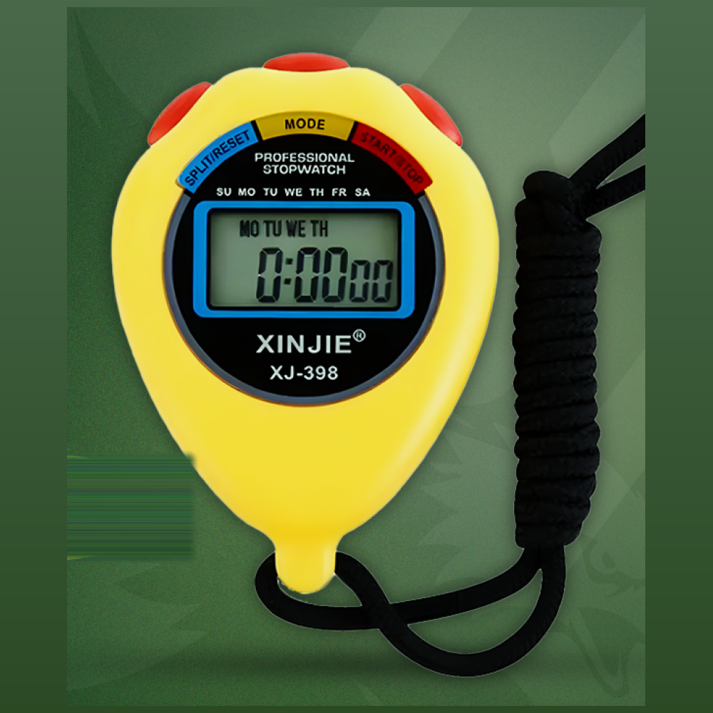 Chronomètre de sport jaune avec cordon noir