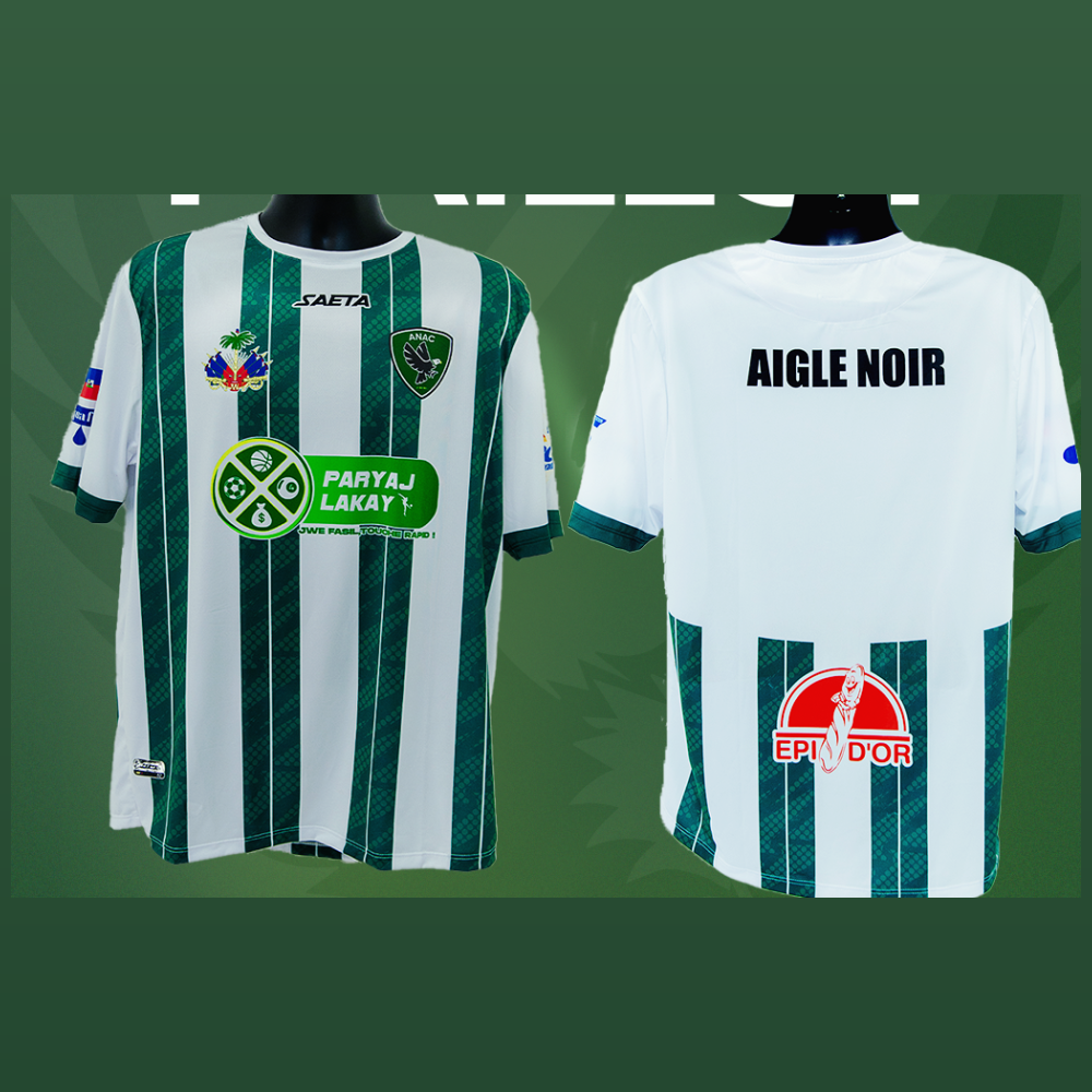 Maillot AIGLE NOIR vert et blanc, face et dos